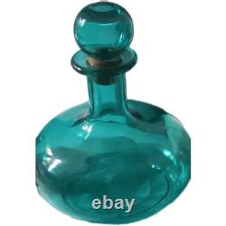 Vintage Teal Bubble Glass Vase