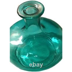 Vintage Teal Bubble Glass Vase