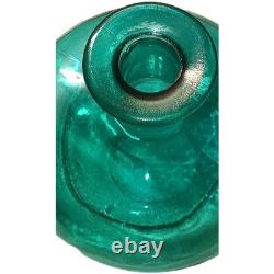 Vintage Teal Bubble Glass Vase
