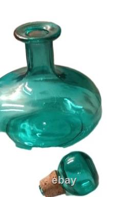Vintage Teal Bubble Glass Vase