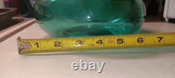 Vintage Teal Bubble Glass Vase