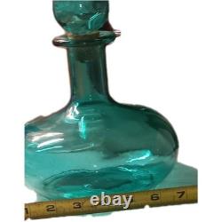 Vintage Teal Bubble Glass Vase