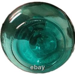 Vintage Teal Bubble Glass Vase
