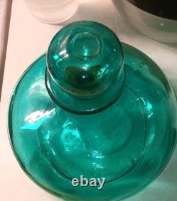 Vintage Teal Bubble Glass Vase