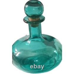 Vintage Teal Bubble Glass Vase