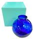 Vintage Tiffany & Co Cobalt Blue Swirl Glass Vase Signed Original Box