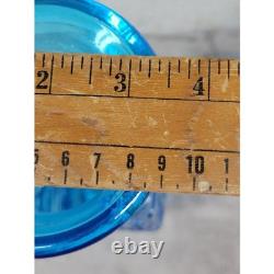 Vintage Turquoise Blue Glass Vase Mid Century Modern Geometric Textured 12.5 in