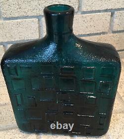 Vintage Turquoise Geometric Made In Italy Glass Vase Mid Century Modern Empoli