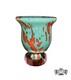 Vintage Turquoise & Red Art Glass Signed Small Vase/Bowl