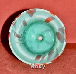 Vintage Turquoise & Red Art Glass Signed Small Vase/Bowl