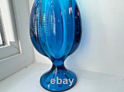 Vintage VIKING EPIC 6 PETAL cobalt BLUENIQUE swung GLASS footed 16 vase MCM bud