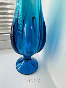 Vintage VIKING EPIC 6 PETAL cobalt BLUENIQUE swung GLASS footed 16 vase MCM bud