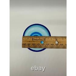 Vintage Vase Blue Blown Glass Scandinavian Mid Century Modern Hooped Turquoise