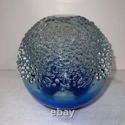 Vintage Vase Skrdlovice Style Studio Art Handblown Blue Droplet 6.5 Glass Vase