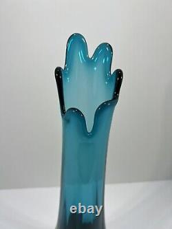 Vintage Viking Blue Six Petal Flat-Base Swung Vase 14.5