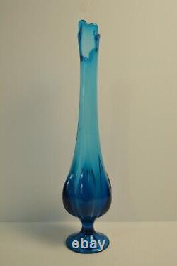 Vintage Viking Glass 6 Petal Epic Blue Swung Vase Collectible MCM 19.5