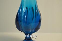 Vintage Viking Glass 6 Petal Epic Blue Swung Vase Collectible MCM 19.5