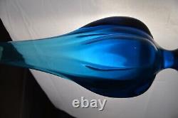 Vintage Viking Glass 6 Petal Epic Blue Swung Vase Collectible MCM 19.5