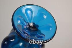 Vintage Viking Glass 6 Petal Epic Blue Swung Vase Collectible MCM 19.5