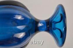 Vintage Viking Glass 6 Petal Epic Blue Swung Vase Collectible MCM 19.5