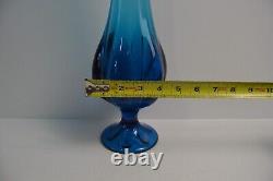 Vintage Viking Glass 6 Petal Epic Blue Swung Vase Collectible MCM 19.5