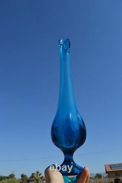 Vintage Viking Glass 6 Petal Epic Blue Swung Vase Collectible MCM 19.5