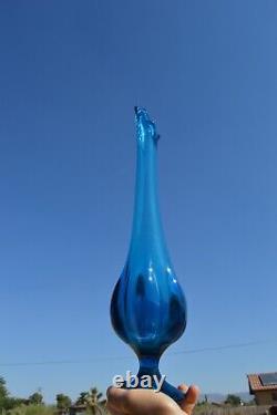 Vintage Viking Glass 6 Petal Epic Blue Swung Vase Collectible MCM 19.5