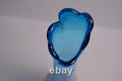 Vintage Viking Glass 6 Petal Epic Blue Swung Vase Collectible MCM 19.5