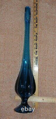 Vintage Viking Glass Blue Vase Tall USA Possibly Smith Swung Glass