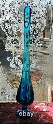 Vintage Viking Glass Blue Vase Tall USA Possibly Smith Swung Glass