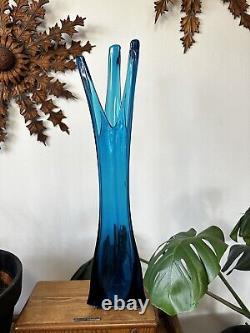 Vintage Viking Glass Swung Vase Epic Three Foil Triangle 24 Bluenique