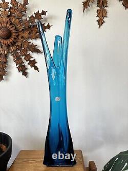 Vintage Viking Glass Swung Vase Epic Three Foil Triangle 24 Bluenique