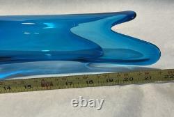 Vintage Viking Swung Glass Vase 22 Tall Blue Bluenique Nubs Paper Label MCM