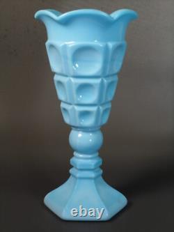 Vintage Westmoreland Glass 9 1/2 #185 Vase Blue Slag Glass Footed 024