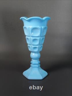 Vintage Westmoreland Glass 9 1/2 #185 Vase Blue Slag Glass Footed 024