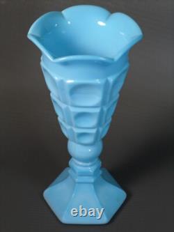 Vintage Westmoreland Glass 9 1/2 #185 Vase Blue Slag Glass Footed 024