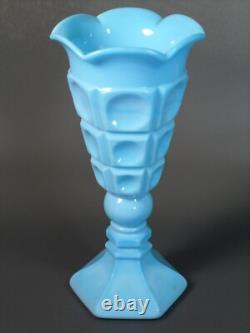 Vintage Westmoreland Glass 9 1/2 #185 Vase Blue Slag Glass Footed 024