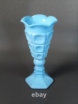 Vintage Westmoreland Glass 9 1/2 #185 Vase Blue Slag Glass Footed 024