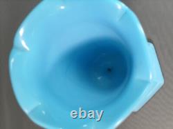 Vintage Westmoreland Glass 9 1/2 #185 Vase Blue Slag Glass Footed 024