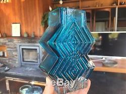 Vintage Whitefriars Double Diamond Vase 9759 in Kingfisher Blue