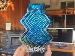 Vintage Whitefriars Double Diamond Vase 9759 in Kingfisher Blue