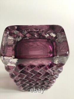 Vintage Whitefriars Glass Zig-zag Vase (9751) In Aubergine