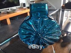 Vintage Whitefriars Sunburst Vase 9676 in Kingfisher Blue in Fantastic Condition