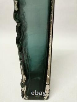 Vintage Whitefriars Totem Glass Vase Geoffrey Baxter Indigo Willow Mint Blue Art