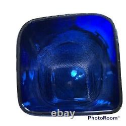 Vintage cobalt blue glass vase square large Recycled Handmade 16 X7
