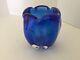 Vintage cobalt blue heavy glass vase-5 flower lips or may use for a bouquet H 5