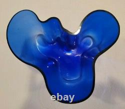 Vintage iittala Finland Alvar Aalto Signed Cobalt Blue Savoy 6 Glass Vase