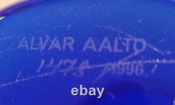 Vintage iittala Finland Alvar Aalto Signed Cobalt Blue Savoy 6 Glass Vase