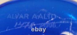 Vintage iittala Finland Alvar Aalto Signed Cobalt Blue Savoy 6 Glass Vase