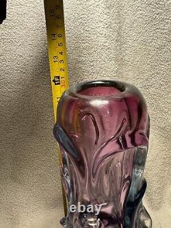 Vtg 1960 Cash Art Glass Vase By Jan Beranek For Skrdlovice. Lavender And Blues